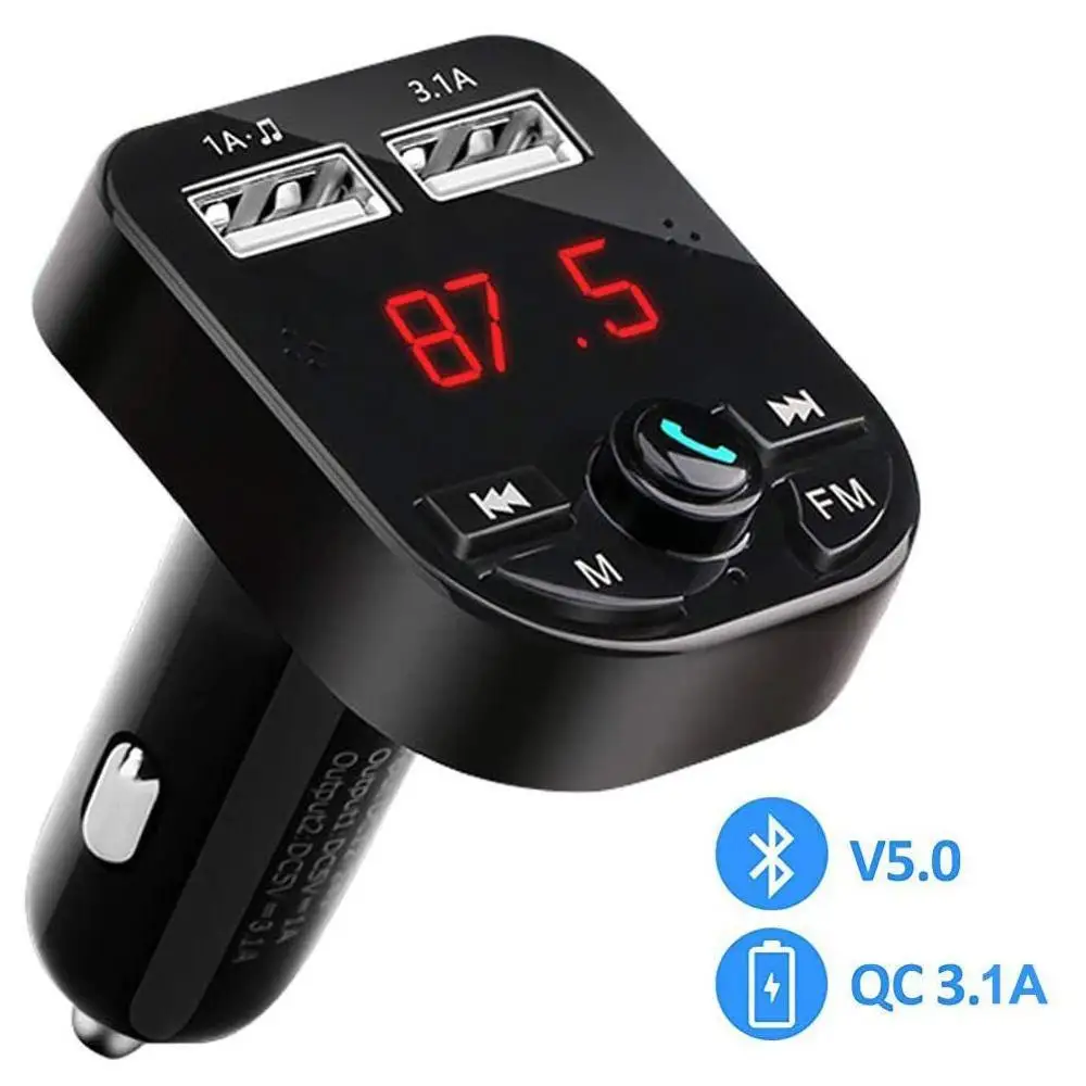 FM Transmitter Bluetooth 5.0 Wireless Car Audio Radio Adapter MP3 Player with Mic QC3.1A USB Charging Ports Flash Drive TF Card
FM Transmitter Bluetooth 5.0 Wireless Car Audio Radio Adapter MP3 Player with Mic QC3.1A USB Charging Ports Flash Drive TF Card