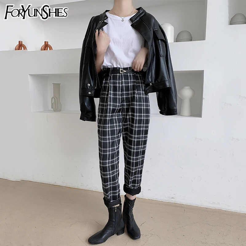 FORYUNSHES Women Retro Plaid Suit Pants Lady Slim High Waist Cigarette Pipe Warm Thick Trousers 2020 Autumn Winter England Style
FORYUNSHES Women Retro Plaid Suit Pants Lady Slim High Waist Cigarette Pipe Warm Thick Trousers 2020 Autumn Winter England Style