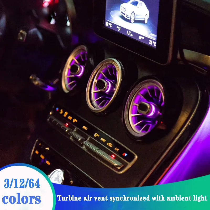 For Mercedes C class W205 C200 C180 turbine air vent LED air condition vent with ambient light vent 3/12/64 colors
For Mercedes C class W205 C200 C180 turbine air vent LED air condition vent with ambient light vent 3/12/64 colors