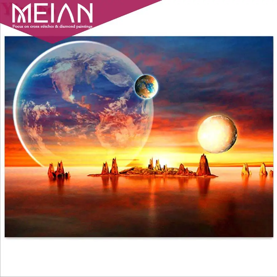 2020 Алмазная мозаика MEIAN universe 5D сделай сам алмазная живопись с планетами
