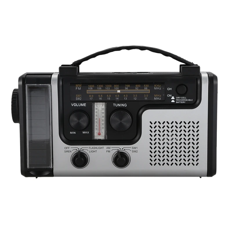 Outdoor Multifunctional Solar Radio Portable FM/AM Radio Built-in Speaker Support LED Emergency Flashlight Table Lamp Thermomete
Outdoor Multifunctional Solar Radio Portable FM/AM Radio Built-in Speaker Support LED Emergency Flashlight Table Lamp Thermomete