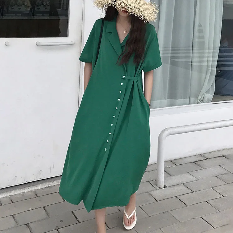 SexeMara 2019 New Summer High Waist Notched Collar Split Hem Short Sleeve Mid-calf Solid Color Ladies Fashion Dress CDS01
SexeMara 2019 New Summer High Waist Notched Collar Split Hem Short Sleeve Mid-calf Solid Color Ladies Fashion Dress CDS01