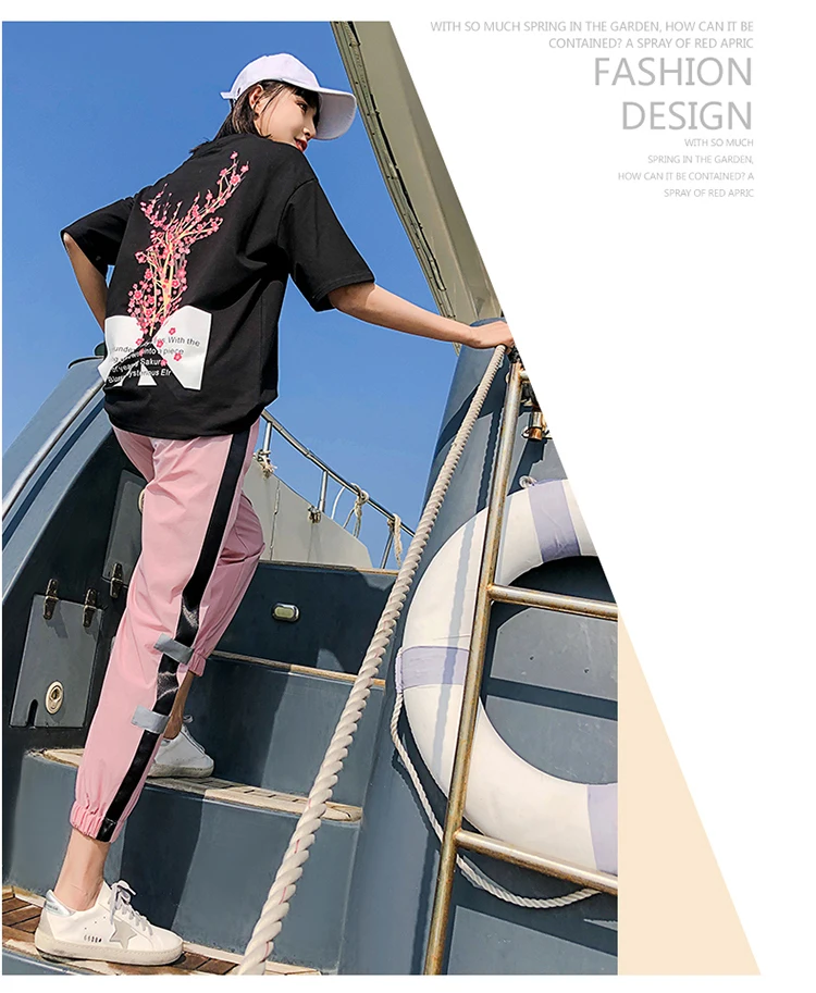 New 2020 Summer Womens Clothes Suit Casual Sports Two Pieces Set Flower Letter Print T-shirts + Elastic Waist Pants Tracksuit