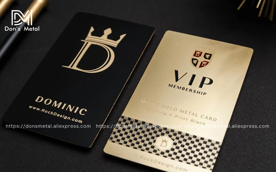 Gold hollow stainless steel business card and black membership card stainless steel metal business card 