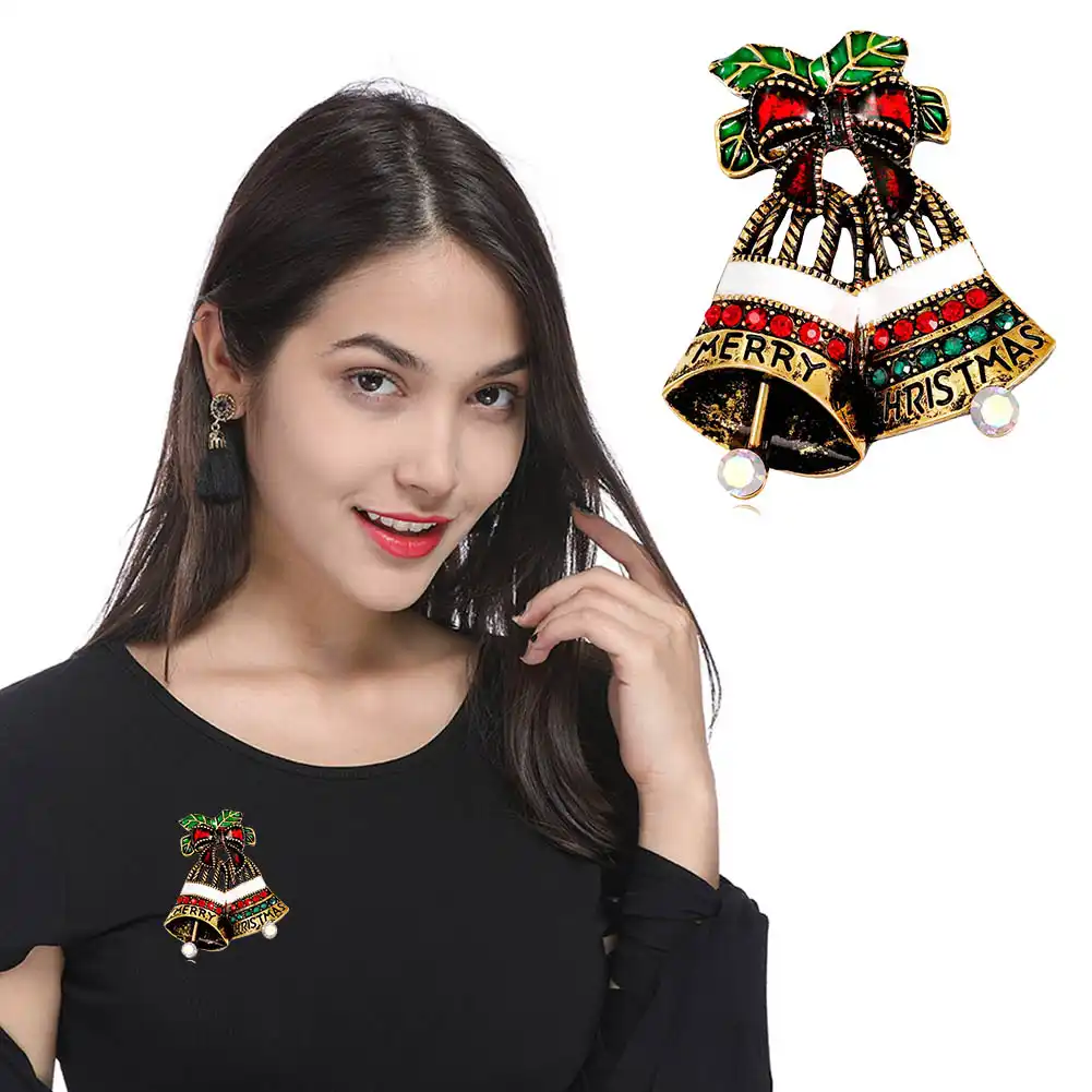 santa tree brooch pin christmas gifts jingle bell boots brooches