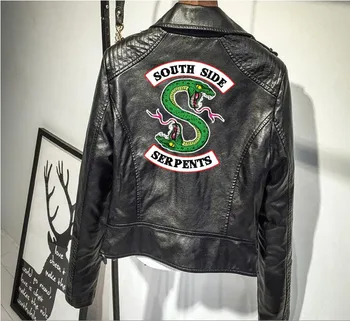 Print Logo Southside Riverdale Serpents Pink/Black PU Leather Jackets Women Riverdale Serpents Streetwear Leather Brand Coat 
Print Logo Southside Riverdale Serpents Pink/Black PU Leather Jackets Women Riverdale Serpents Streetwear Leather Brand Coat