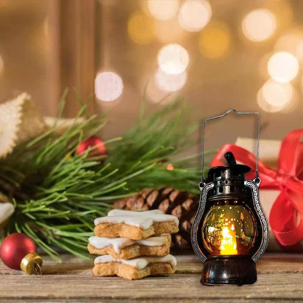 HEALLILY 20pcs Black Christmas Tree Hanging Lantern Vintage Miniature Oil Lamp Lantern Decorative Xmas Tree Hanging Pendant Holiday Party Decorations