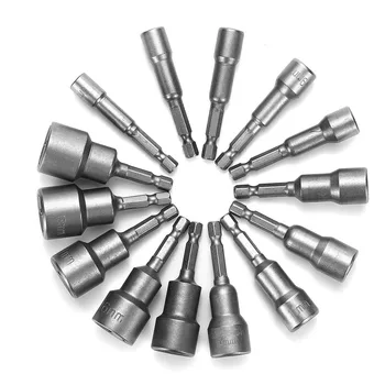 14pcs 1/4'' Socket Magnetic Nut 6-19MM ilver Grey Adapter Drill Bit Driver Set For Power Drills Steel SHex Shank Magnet Holds
14pcs 1/4'' Socket Magnetic Nut 6-19MM ilver Grey Adapter Drill Bit Driver Set For Power Drills Steel SHex Shank Magnet Holds
