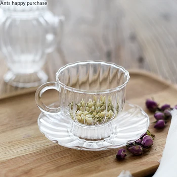 High Temperature Resistance Glass Saucer Flower Tea Mug Living Room Transparent Afternoon Tea Cup with Cup and Saucer Teaware
High Temperature Resistance Glass Saucer Flower Tea Mug Living Room Transparent Afternoon Tea Cup with Cup and Saucer Teaware
