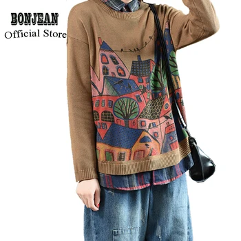 Women Sweater Pullover Tops Knit Outwear for Spring Big Loose Oversized Retro Vintage Blended Patterns Fashion Casual AZ13212717
Women Sweater Pullover Tops Knit Outwear for Spring Big Loose Oversized Retro Vintage Blended Patterns Fashion Casual AZ13212717