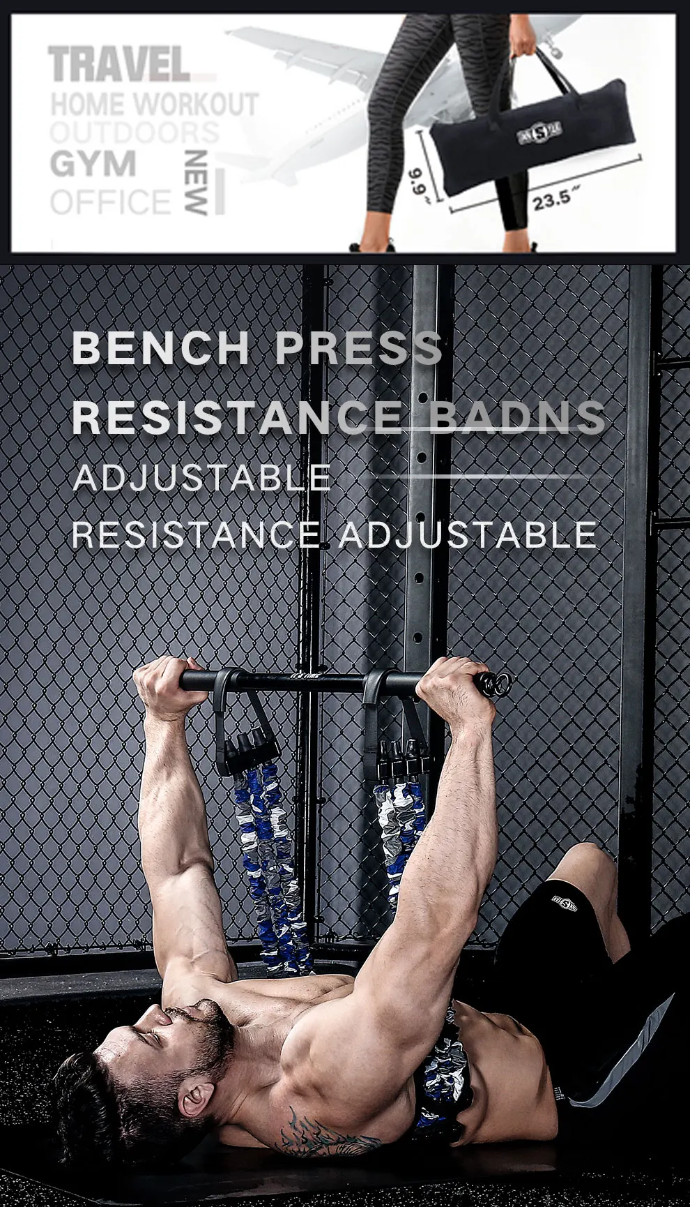 INNSTAR Bench Press Push Up gym equipment Resistance Band Removable Chest Builder Expander Home Workouts Fitness Travel rod INNSTAR Bench Press Push Up gym equipment Resistance Band Removable Chest Builder Expander Home Workouts Fitness Travel rod