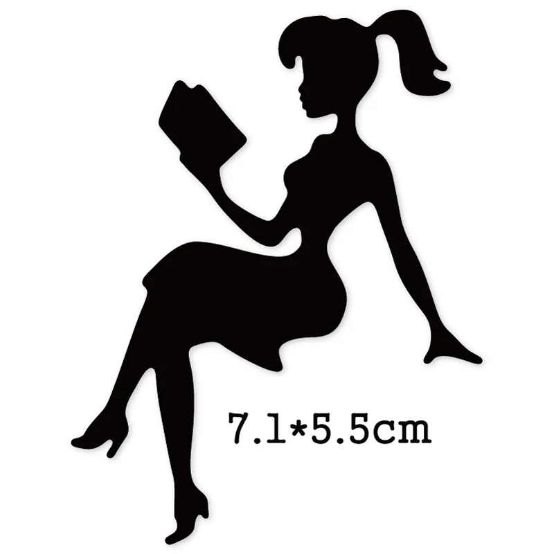 2020 Craft dies Girl Reading Book Metal Cutting Dies for Diy Scrapbooking Embossing Die Cuts Paper Card Album Stencils | Дом и сад