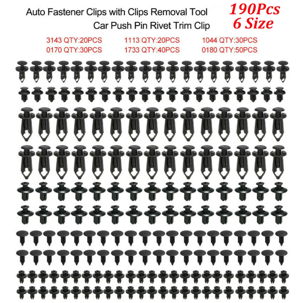 190PCS Mixed Auto Fastener Vehicle Car Bumper Clips Retainer Fastener Rivet Door Panel Fender Liner Universal Fit for Car
190PCS Mixed Auto Fastener Vehicle Car Bumper Clips Retainer Fastener Rivet Door Panel Fender Liner Universal Fit for Car