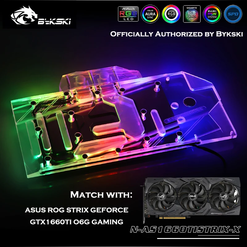 Водный блок Bykski N-AS1660TISTRIX-X с полным покрытием для графического процессора VGA ASUS ROG