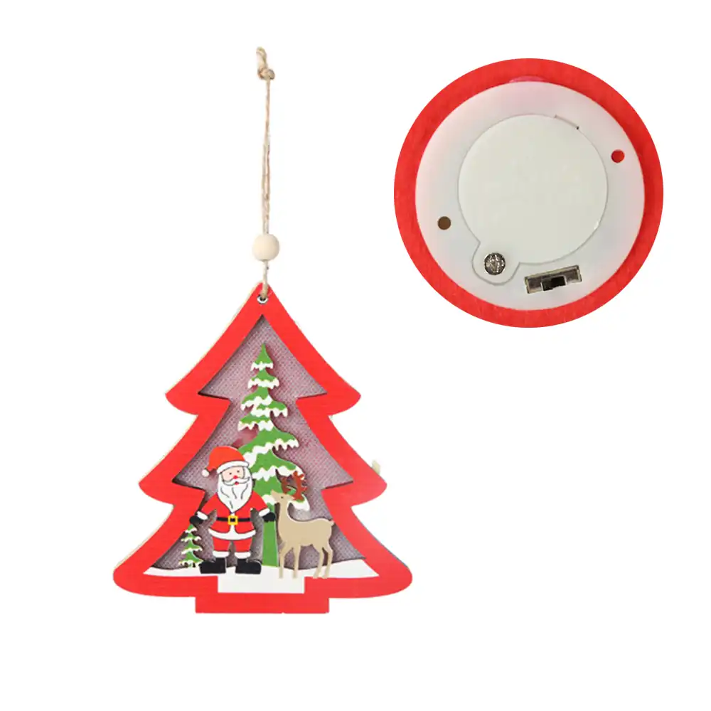 christmas tree hanging pendant creative led light xmas wooden