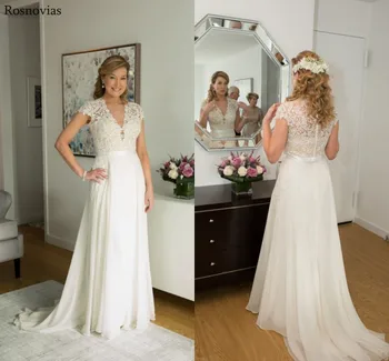 Elegant A Line Lace Top Wedding Dresses 2019 V Neck Covered Button Back Sweep Train Modest Chiffon Bridal Gowns Vestido De Novia
Elegant A Line Lace Top Wedding Dresses 2019 V Neck Covered Button Back Sweep Train Modest Chiffon Bridal Gowns Vestido De Novia