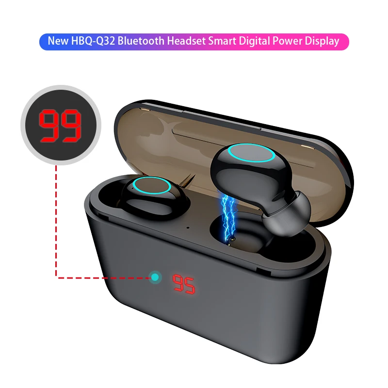 HBQ TWS Bluetooth наушники с сенсорным управлением мини микрофоном светодиодный дисплей