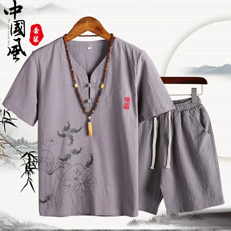 2019 Chinese-style Cotton Linen Short Sleeve Set Chinese Clothing Frog Flax Set Short-sleeved Top Pants Two-Piece Set Men's
2019 Chinese-style Cotton Linen Short Sleeve Set Chinese Clothing Frog Flax Set Short-sleeved Top Pants Two-Piece Set Men's