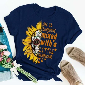 Showtly Women Clothes T Shirt Plus Size Skull Sunflower End Up Facing The Sun Print Short Sleeved T-shirt Harajuku Kawaii Tops
Showtly Women Clothes T Shirt Plus Size Skull Sunflower End Up Facing The Sun Print Short Sleeved T-shirt Harajuku Kawaii Tops
