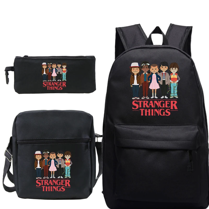 

Plecak Mochila Stranger Things 3 Backpack Bookbag Sac A Dos 3 PCS/set Pencil Case Shoulder School Bags for Teenage Girls Hip Hop