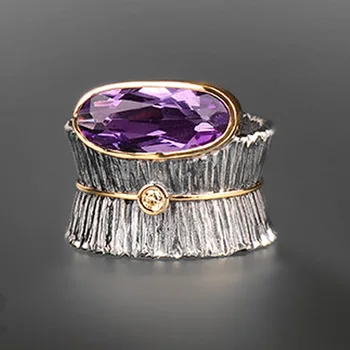 New Fashion Jewelry Hyperbole Personality Big Purple Crystal Rings for Women VIntage Thai Silver Luxury two-tone Wedding Rings
New Fashion Jewelry Hyperbole Personality Big Purple Crystal Rings for Women VIntage Thai Silver Luxury two-tone Wedding Rings