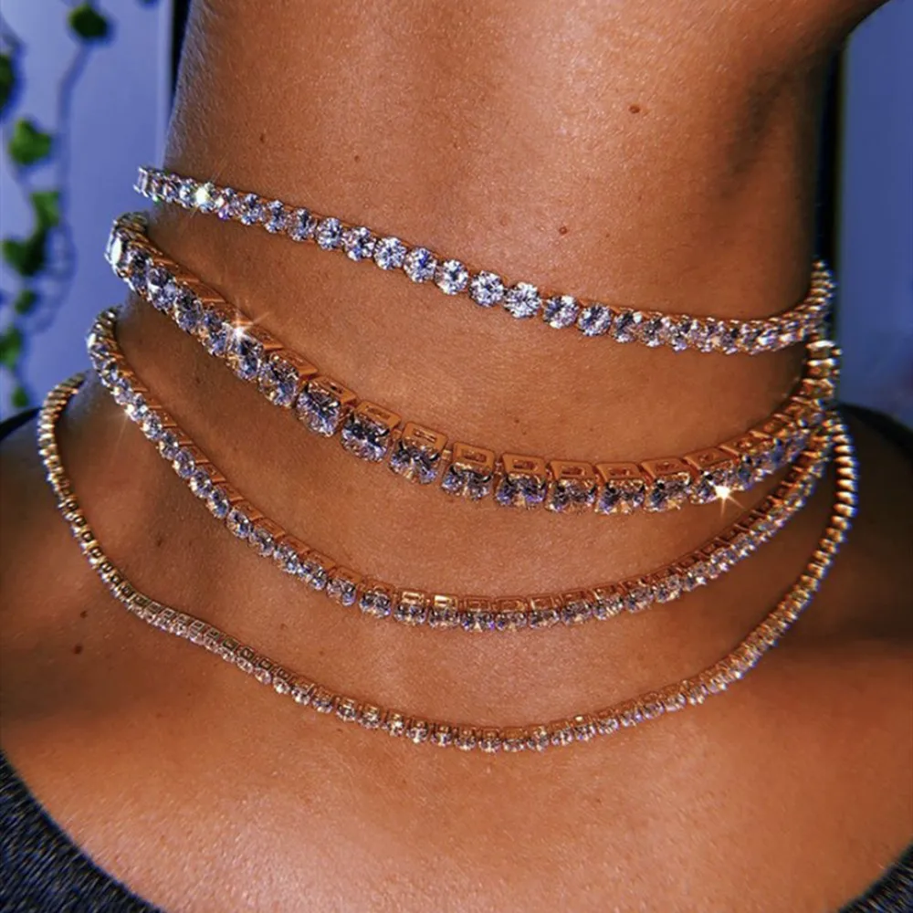 Simple 1 Row Rhinestone Hip Hop Choker Necklace Statement Crystal Collar Choker Chain Necklace Jewelry Accessories for Women
Simple 1 Row Rhinestone Hip Hop Choker Necklace Statement Crystal Collar Choker Chain Necklace Jewelry Accessories for Women