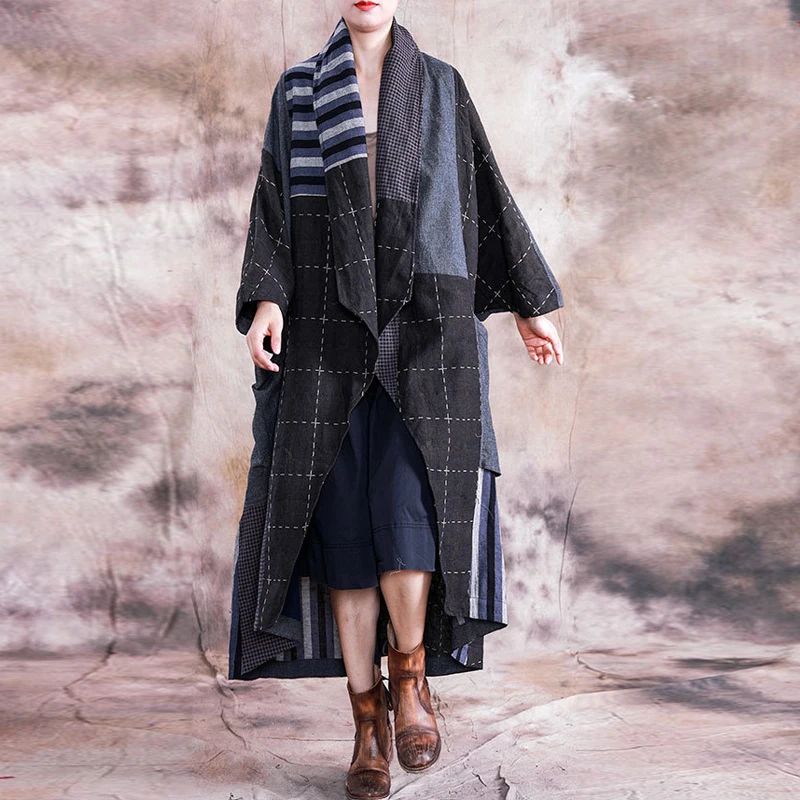 Johnature New Autumn Retro Patchwork Turn-down Collar Irregular Coat 2019 Simple Loose Plus Size Cotton Linen Women Long Coat
Johnature New Autumn Retro Patchwork Turn-down Collar Irregular Coat 2019 Simple Loose Plus Size Cotton Linen Women Long Coat