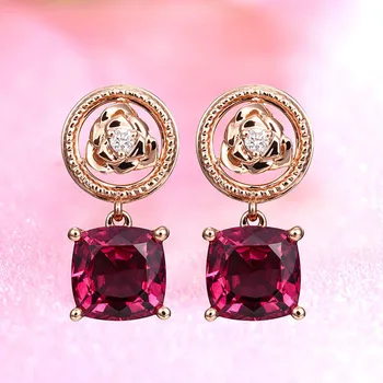 Vintage fashion rose gold tone ruby gemstones red crystal zircon diamonds drop earrings for women jewelry bijoux bague accessory 
Vintage fashion rose gold tone ruby gemstones red crystal zircon diamonds drop earrings for women jewelry bijoux bague accessory