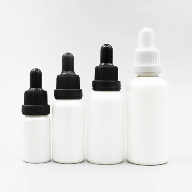 

12pcs 10ml 20ml 30ml 50ml White Essence oil Bottle Beauty Skin Care Essential oil Dropper Bottle Massage Spa Glass Bottles