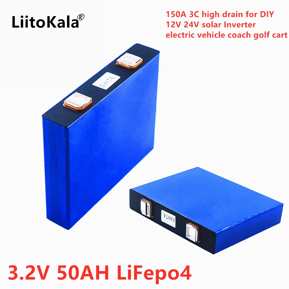 LiitoKala 3.2v 50Ah LifePo4 Battery lithium 150A 3C High Drain For Diy 12V 24V Solar Inverter Electric Vehicle Coach Golf Cart
LiitoKala 3.2v 50Ah LifePo4 Battery lithium 150A 3C High Drain For Diy 12V 24V Solar Inverter Electric Vehicle Coach Golf Cart