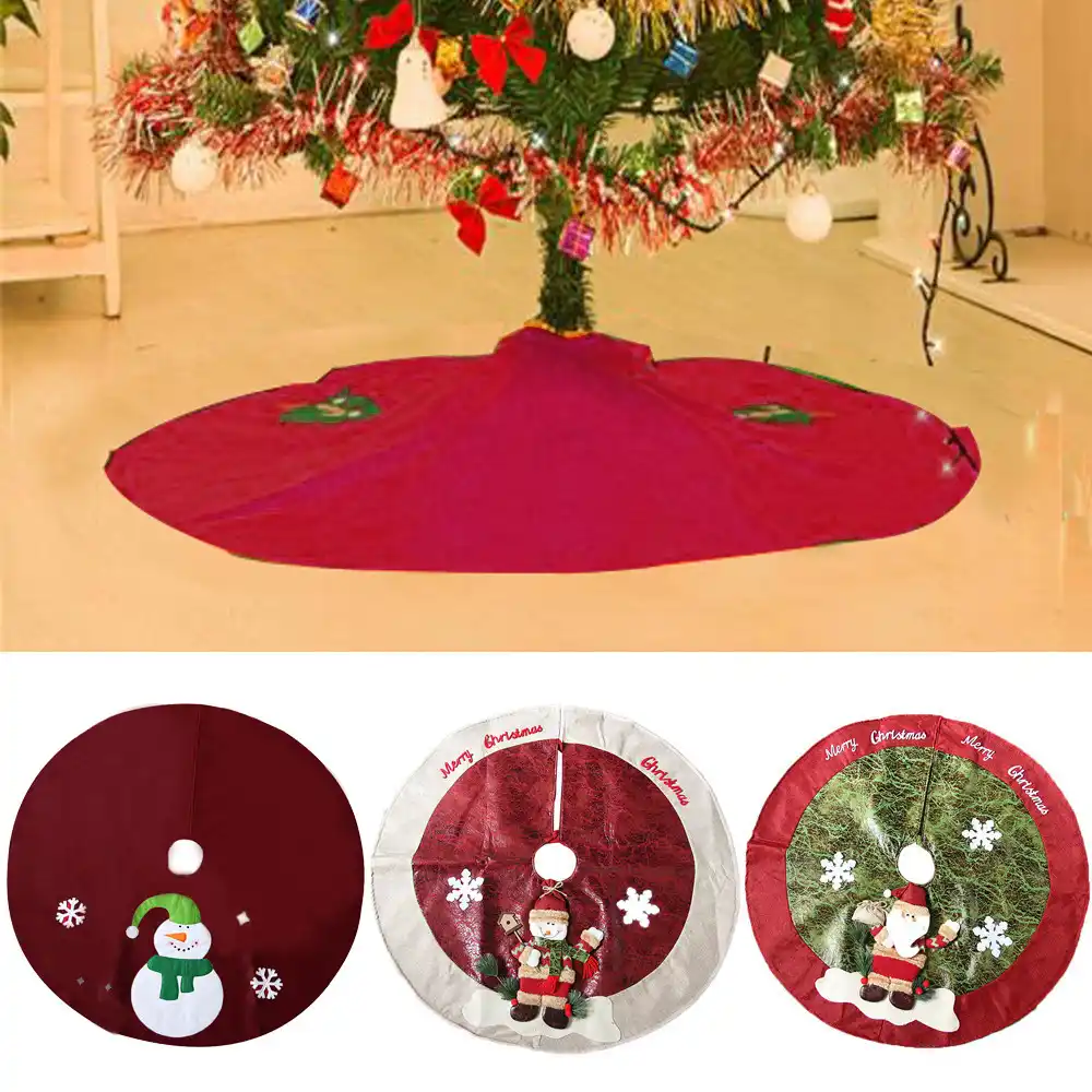 90cm christmas tree skirt new year decoration santa claus snow