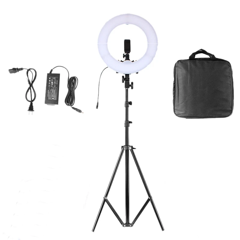14 Inch LED Ring Light with 220CM Tripod 5500K Photography Dimmable Makeup Ring Lamp US Plug