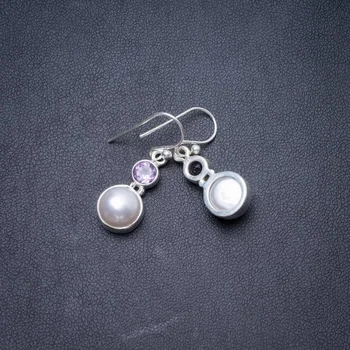 Natural River Pearl and Amethyst Handmade Unique 925 Sterling Silver Earrings 1.25" Y3689
Natural River Pearl and Amethyst Handmade Unique 925 Sterling Silver Earrings 1.25" Y3689
