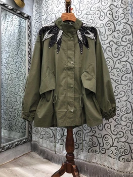 2020 autumn and winter new women's small stand-up collar beaded stitching sleeves shoulder waist drawstring jacket 911
2020 autumn and winter new women's small stand-up collar beaded stitching sleeves shoulder waist drawstring jacket 911