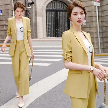 Spring and Autumn OL Style Single-breasted Small Suit Blazer + Slim Ankle Pants Two-piece Workwear Women
Spring and Autumn OL Style Single-breasted Small Suit Blazer + Slim Ankle Pants Two-piece Workwear Women