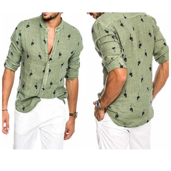 Men's Caual Hawaiian Shirts Flamingo Pattern Print Long Sleeve stand Collar Men Shirt Tops M-3XL Loose Men's Breathable Shirt
Men's Caual Hawaiian Shirts Flamingo Pattern Print Long Sleeve stand Collar Men Shirt Tops M-3XL Loose Men's Breathable Shirt
