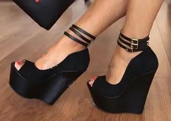 YEELOCA 2020 15CM high and 4.5cm high platform a001 women's wedges black and pink large size customization 34~44 ZE433 
YEELOCA 2020 15CM high and 4.5cm high platform a001 women's wedges black and pink large size customization 34~44 ZE433