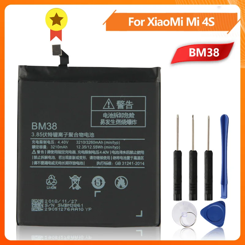 BM38 Phone Battery For Xiao mi 4S M4s BM38 3260mAh Replacement Battery + Tool 
BM38 Phone Battery For Xiao mi 4S M4s BM38 3260mAh Replacement Battery + Tool
