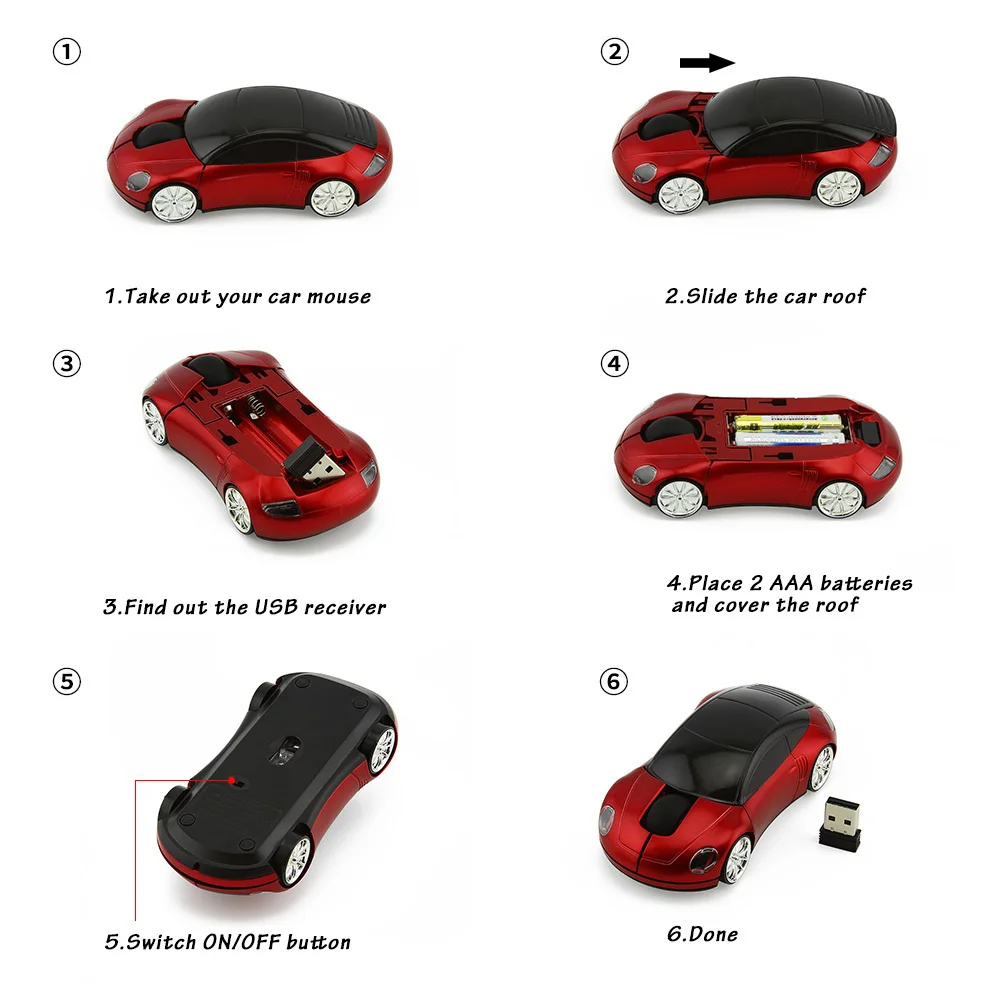Wireless Mouse 2.4GHZ New Design Car Shape Optical Mause 1600DPI With LED Light Mini Mice For PC Computer Laptop Notebook Wireless Mouse 2.4GHZ New Design Car Shape Optical Mause 1600DPI With LED Light Mini Mice For PC Computer Laptop Notebook