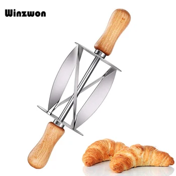 1Pcs Stainless Steel Croissant Bread Cutter Pastry Dough Cutter Kitchen Croissant Bread Slicer Rolling Knife With Wooden Handle
1Pcs Stainless Steel Croissant Bread Cutter Pastry Dough Cutter Kitchen Croissant Bread Slicer Rolling Knife With Wooden Handle