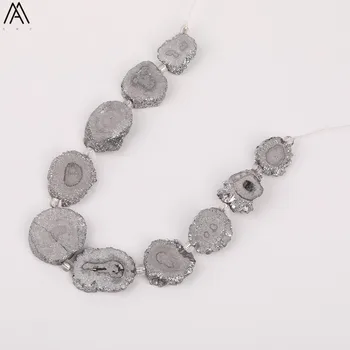 Approx 9pcs/strand,Middle Drilled Silvery Titanium Slice Slab Druzy Geode Agates Solar Crystal Loose Beads Jewelry XFX-174AMCE
Approx 9pcs/strand,Middle Drilled Silvery Titanium Slice Slab Druzy Geode Agates Solar Crystal Loose Beads Jewelry XFX-174AMCE