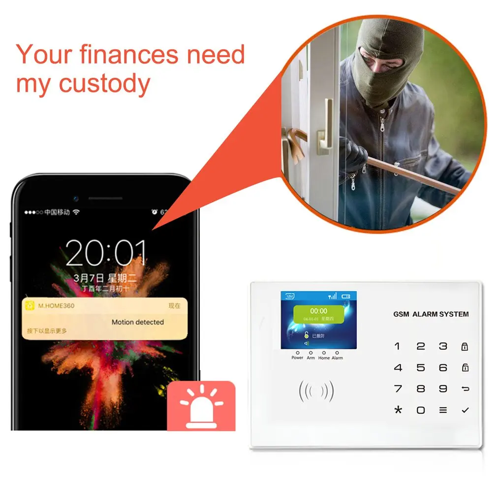 Functional TET 2.8" Colorful Screen Ultra Thin Smart GSM Alarm G65 Kit Home Security Burglar Alarm System APP Remote Control 
Functional TET 2.8" Colorful Screen Ultra Thin Smart GSM Alarm G65 Kit Home Security Burglar Alarm System APP Remote Control