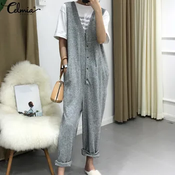 Celmia Vintage Knit Jumpsuits Plus Size Overalls Women Sexy Sleeveless Button Down Harem Pants Casual Loose Party Rompers Mujer
Celmia Vintage Knit Jumpsuits Plus Size Overalls Women Sexy Sleeveless Button Down Harem Pants Casual Loose Party Rompers Mujer