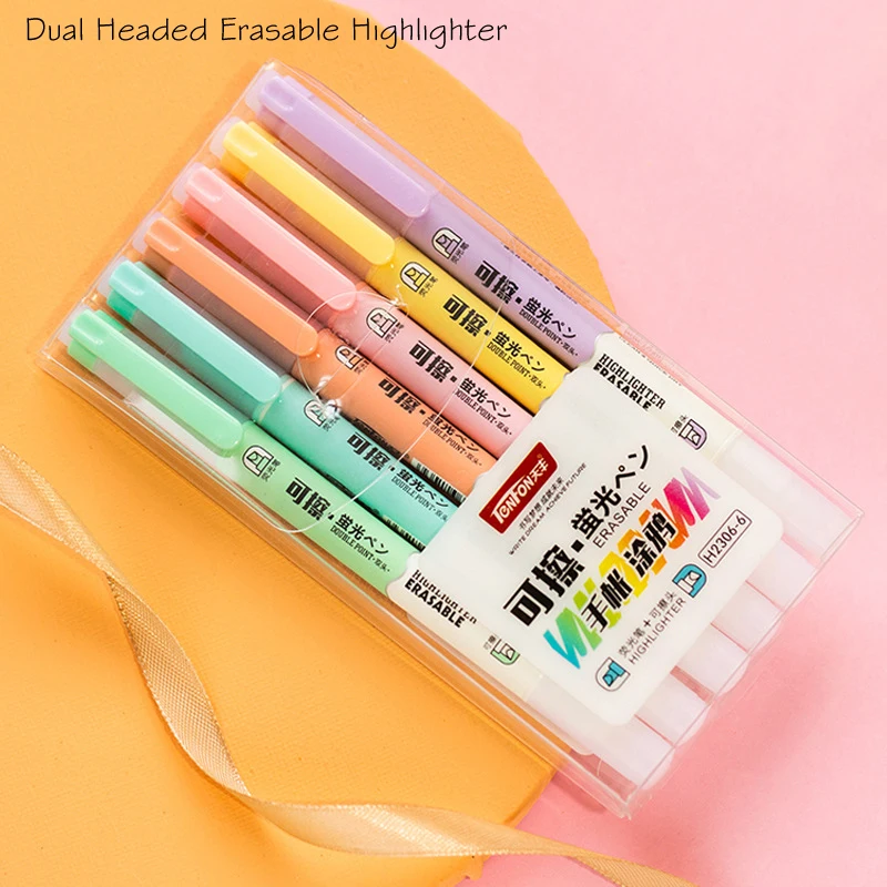 6 Color Erasable Highlighter Pen Dual Headed Marker Brush Cute Bullet Journal Drawing Graffiti Handle Stationery School Supplies
6 Color Erasable Highlighter Pen Dual Headed Marker Brush Cute Bullet Journal Drawing Graffiti Handle Stationery School Supplies