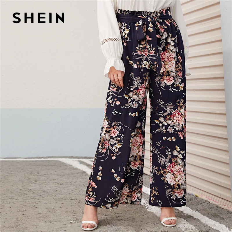 SHEIN Plus Size Multicolor Paperbag Waist Floral Print Wide Leg Pants Women Autumn Spring Boho Belted Long Loose Trousers
SHEIN Plus Size Multicolor Paperbag Waist Floral Print Wide Leg Pants Women Autumn Spring Boho Belted Long Loose Trousers