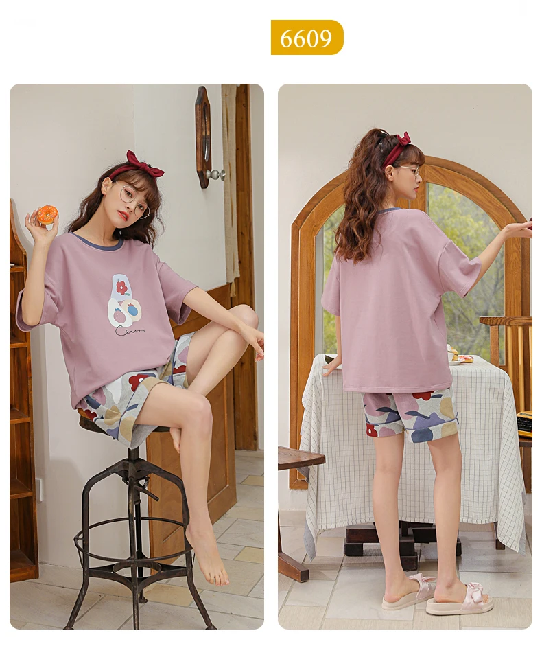 BZEL New Summer Sleepwear Cotton Women's Pajamas Set Cartoon Girl Home Suit With Shorts Cute Pijamas Casual Comfort Pyjamas 2PCS H46dba89b89c84d24845d7142a67ebcf5y