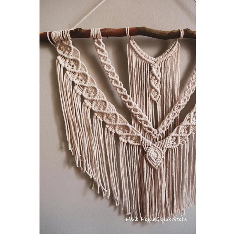 Nordic Boho Macrame Tassel Wall Tapestry Hand-Woven Decor 6 H46dd84467f1c4867aeb1c1db9d743f7af