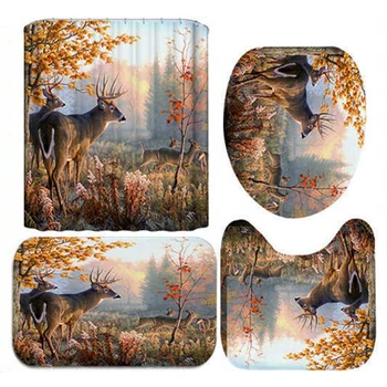 Autumn Forest Deer Bathroom Shower Curtain Bath Mat Toilet Cover Rug Decor Set Flannel + PVC Mesh Bottom
Autumn Forest Deer Bathroom Shower Curtain Bath Mat Toilet Cover Rug Decor Set Flannel + PVC Mesh Bottom
