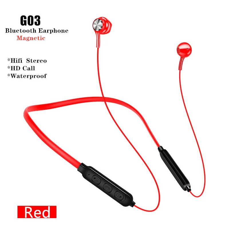 G03 Neck Hanging Bluetooth wireless Earphone Magnetic HIFI stereo Headset In-ear Sports Running earphone for Iphone Huawei 
G03 Neck Hanging Bluetooth wireless Earphone Magnetic HIFI stereo Headset In-ear Sports Running earphone for Iphone Huawei