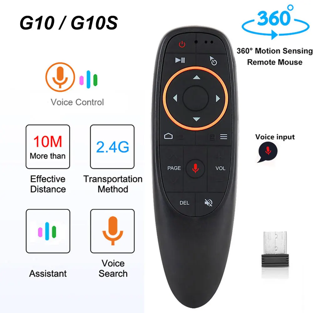 

G10S G10 Air Mouse 2.4Ghz Wireless Voice Remote Control Microphone Gyroscope IR Learning For Android tv box T9 H96 Max X96 mini